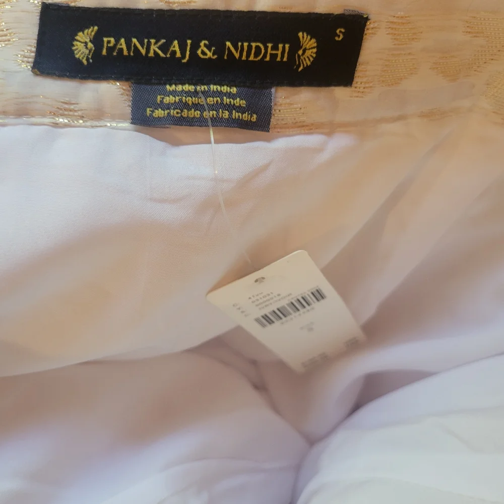 Anthropologie Burnout Shimmer Maxi Skirt, White & Gold, Side Zipper, NWT, Small - Picture 14 of 16